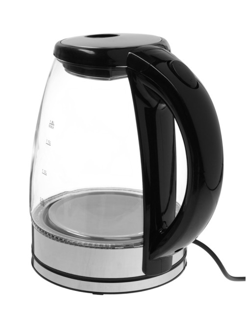 Чайник электрический Luazon LSK-1802, стекло, 1.8 л, 1500 Вт, подсветка, чёрно-стальной