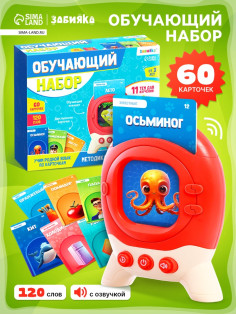Обучающий набор с карточками, русская озвучка, 60 карточек, красный ZABIAKA