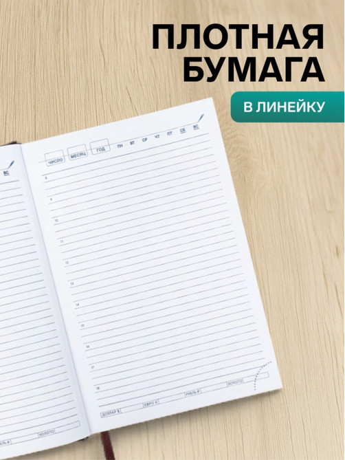 Ежедневник недатированный А5, 160 листов, «Небраска», тёмно-коричневый