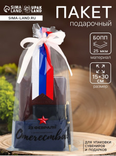 Пакет подарочный фасовочный БОПП, «Звезда с ленточкой» 15×30 см
