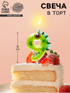 Свеча для торта цифра 9 «Зверюшки», 5 см