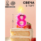 Свеча для торта цифра 8 «Зверюшки», 5 см