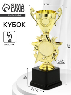 Кубок 193, наградная фигура, золото, подставка пластик, 23 см