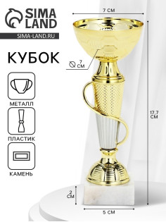Кубок 193F, наградная фигура, золото, подставка мрамор, 18×7×7 см