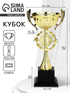 Кубок 192С, наградная фигура, золото, подставка пластик, 32.5×12×16.5 см