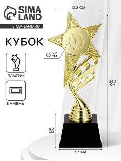 Кубок, наградная фигура «Звезда», подставка пластик, золото, 24×10.1×7.8 см