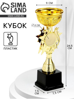 Кубок под нанесение 189, наградная фигура, золото, подставка пластик, 24.5 см