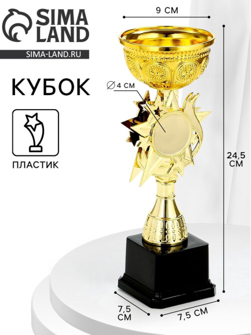 Кубок под нанесение 189, наградная фигура, золото, подставка пластик, 24.5 см