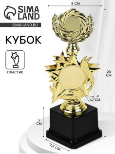 Кубок 192, наградная фигура, золото, подставка пластик, 23 см