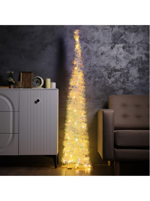 Светодиодная фигура из мишуры «Волшебная Ёлка» 120×40 см, 200 LED, от батареек ААх3, свечение тёплое белое