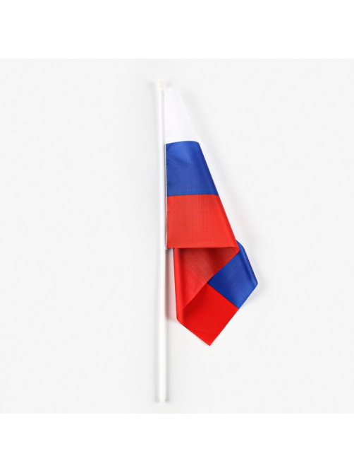 Флаг России, 30×45 см, шток 60 см, полиэфирный шёлк, набор 12 шт.