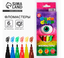 Фломастеры 6 цветов в коробке Букибяки