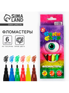 Фломастеры 6 цветов в коробке Букибяки
