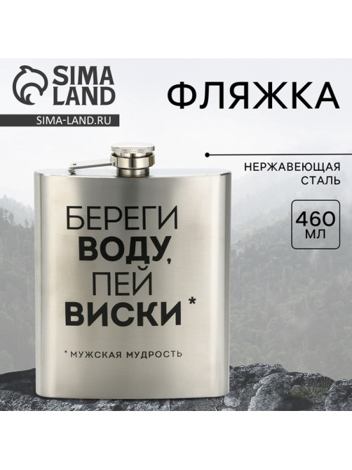 Фляжка «Мудрость», 460 мл, серебристая
