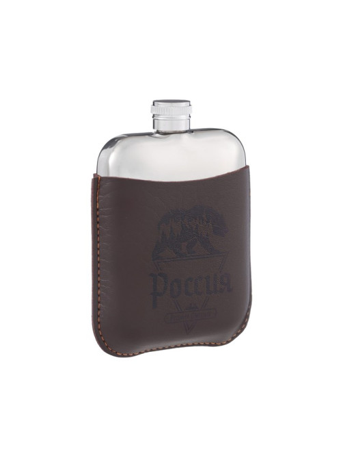 Фляжка «Россия», нержавеющая сталь, чехол, 180 мл, 6 oz