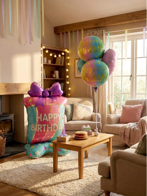 Воздушные шары фольгированные «Happy birthday», набор 5 шт.