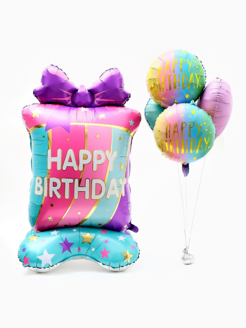 Воздушные шары фольгированные «Happy birthday», набор 5 шт.