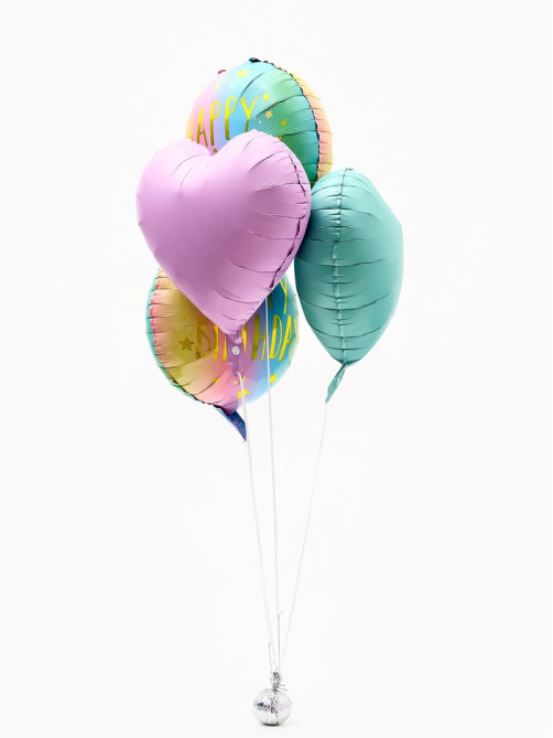 Воздушные шары фольгированные «Happy birthday», набор 5 шт.