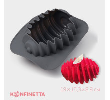 Форма для выпечки и муссовых десертов KONFINETTA «Улей», силикон, 19×15.3×8.8 см, серая