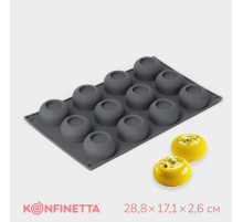 Форма для выпечки и муссовых десертов KONFINETTA «Фолд», силикон, 28.8×17.1×2.6 см, 12 ячеек (4.2×2.5 см), серая