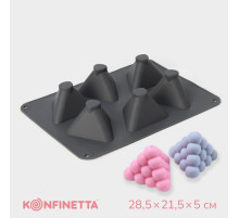 Форма для выпечки и муссовых десертов KONFINETTA «Рафаэль», силикон, 28.5×21.5×5 см, 6 ячеек (7×4.9 см), серая