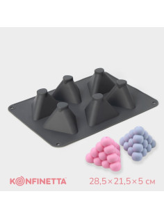 Форма для выпечки и муссовых десертов KONFINETTA «Рафаэль», силикон, 28.5×21.5×5 см, 6 ячеек (7×4.9 см), серая