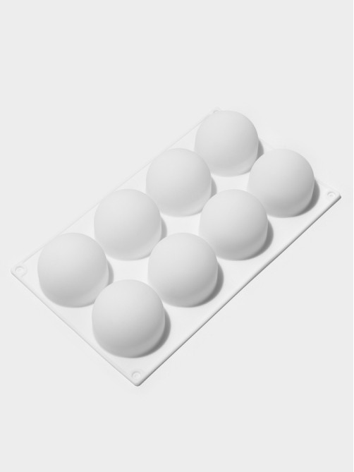 Форма для муссовых десертов и выпечки KONFINETTA «Шарики», 29.7×17.4×3.7 см, 8 ячеек, силикон, белая