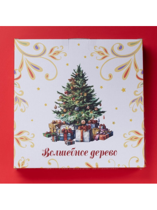 Форма для запекания новогодняя Доляна «Волшебное дерево», доломит, 1.3 л, 28.8×25×4.3 см, белая, красная