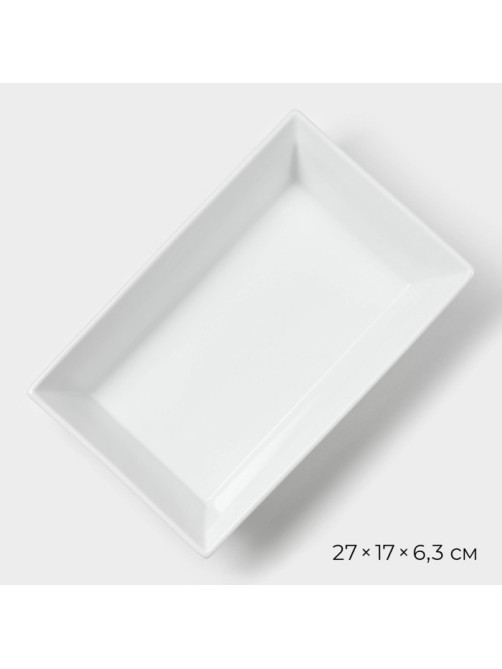 Форма для выпечки Magistro White gloss, 1.6 л, 27×17×6.3 см, жаропрочный фарфор, белая