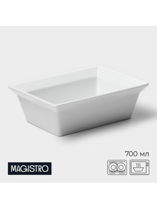 Форма для выпечки Magistro White gloss, 700 мл, 17.5×13.5×5.5 см, жаропрочный фарфор, белая