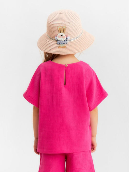 Футболка для девочки из муслина KAFTAN, розовая, рост 128 см