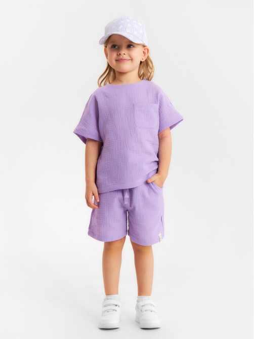 Футболка для девочки из муслина KAFTAN, лиловая, рост 122 см