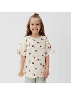 Футболка для девочки KAFTAN: Oranges, бежевая, размер 28 (86-92 см)