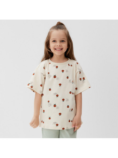 Футболка для девочки KAFTAN: Oranges, бежевая, размер 28 (86-92 см)