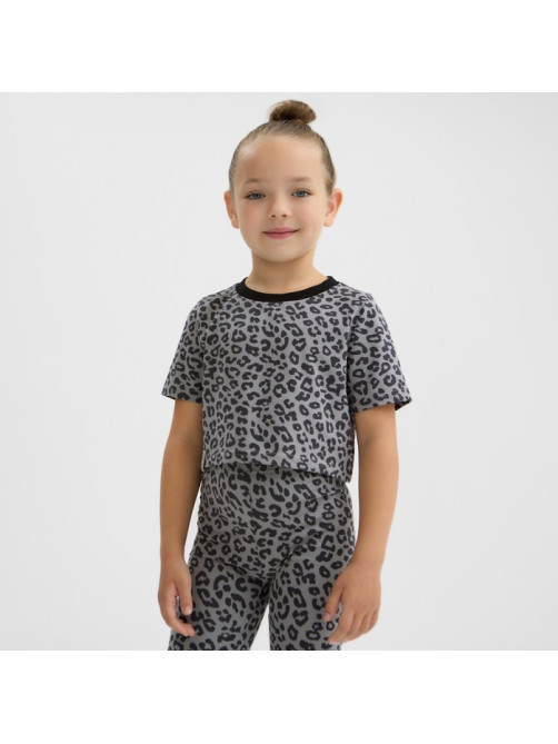 Футболка для девочки укороченная KAFTAN: Trendy grey, серая, размер 32 (110-116 см)