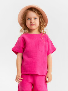 Футболка для девочки из муслина KAFTAN, розовая, рост 122 см