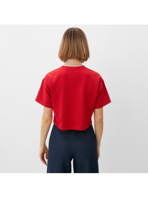Футболка женская укороченная MINAKU OVERSIZE FIT, фуксия, размер 50