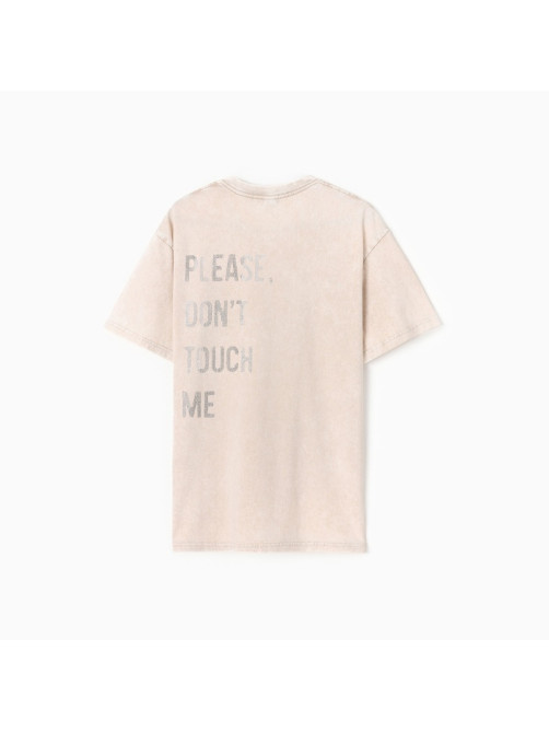 Футболка женская из вареного хлопка Mist Don't touch me, размер 46 (L), цвет молочный