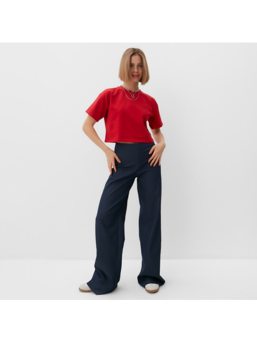 Футболка женская укороченная MINAKU OVERSIZE FIT, фуксия, размер 50