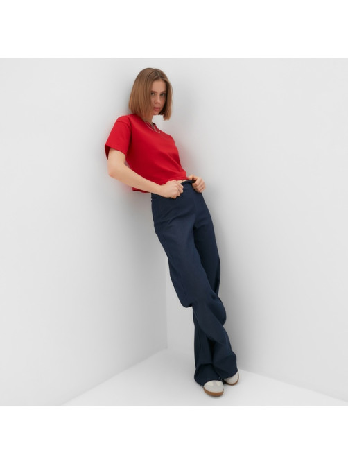 Футболка женская укороченная MINAKU OVERSIZE FIT, фуксия, размер 50