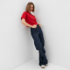 Футболка женская укороченная MINAKU OVERSIZE FIT, фуксия, размер 48
