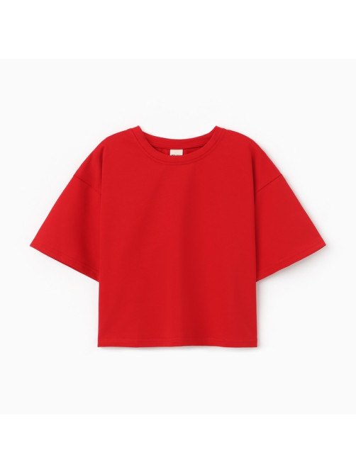Футболка женская укороченная MINAKU OVERSIZE FIT, фуксия, размер 50
