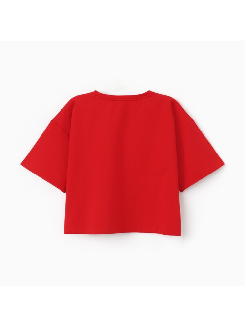 Футболка женская укороченная MINAKU OVERSIZE FIT, фуксия, размер 50