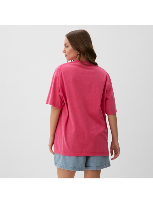 Футболка женская из вареного хлопка MIST Streetwear, розовая, размер 44 (M)