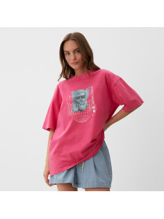 Футболка женская из вареного хлопка MIST Streetwear, розовая, размер 42 (S)