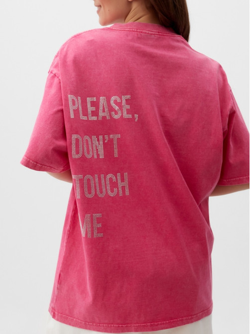 Футболка женская из вареного хлопка Mist Don't touch me, размер 42 (S), розовая