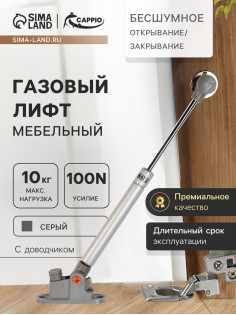 Газлифт 100N CAPPIO, доводчик, бесшумное открывание/закрывание, серый, 2 шт.