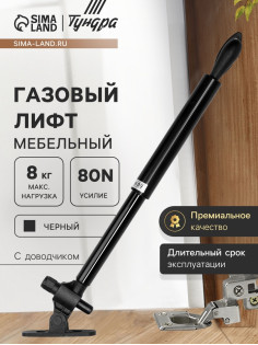 Газовый лифт ТУНДРА GG080BL, 80N, с доводчиком, черный, 2 шт. TMP