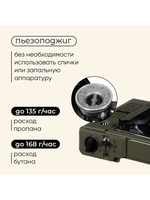 Плита газовая портативная maclay, для кемпинга, без переходника