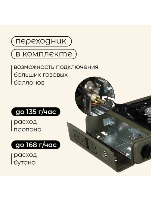 Плита газовая портативная maclay, для кемпинга, с переходником